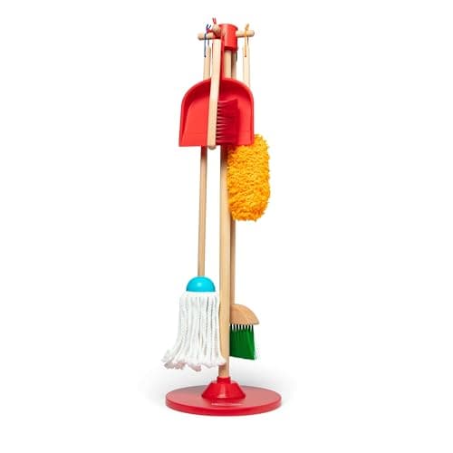 Melissa & Doug Dust Sweep Mop, 6-Pc. Toddler Cleaning Set with Kids Broom & Accessories, Preschool Learning Activities & Kids Toys for Girls & Boys 3+