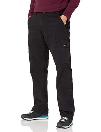 Wrangler Authentics Men's Relaxed Fit Stretch Cargo Pant, Black, 42W x 30L