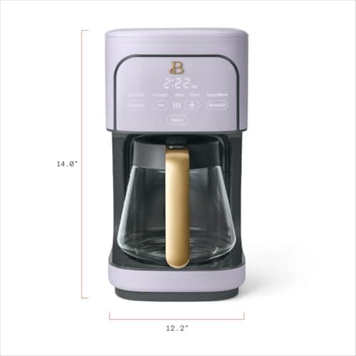 12 Cup Programmable Coffee Maker, 24 Hour Auto Brew, Touch Display, Bold Strength Control, Glass Carafe, Reusable Filter, Auto Shut Off (Lavender) — view 7
