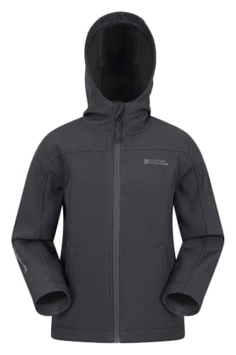 Mountain Warehouse Exodus Kids Softshell Jacket With Hood -Girls Boys Black Kids 11-12 Yrs (140-152 cm) — view 4