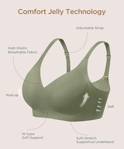 habibee Jelly Bra for Women No Underwire Comfort Seamless Bras Push Up Wireless Bras Full Coverage Bralettes — view 7