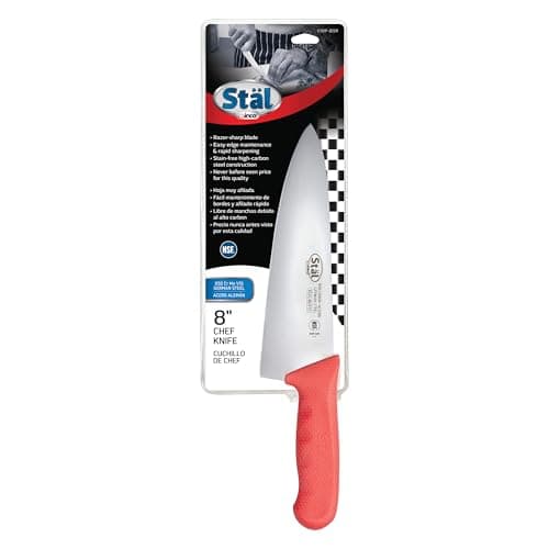 Winco 8" Commercial-Grade Chef's Knife with German Steel Blade, Red — view 3