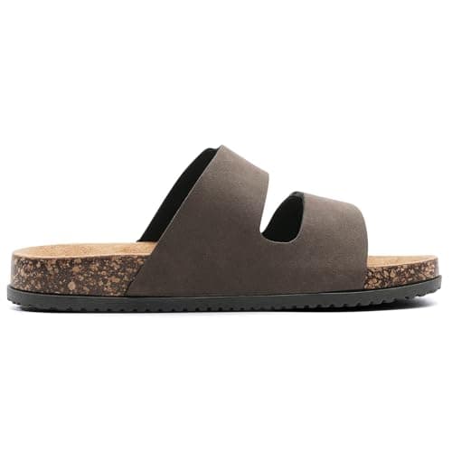 GETOEU Arch Support Footbed Sandals for Women & Men, Adjustable Double Buckle Comfort Sandals, Cork-Style Cushioned Sole, Casual Walking Slides for Everyday Wear,Brown — view 4