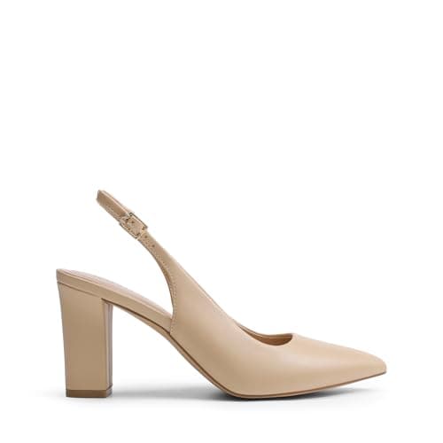 DREAM PAIRS Womens Slingback High Chunky Heels Pumps,Nude,7.5 — view 3