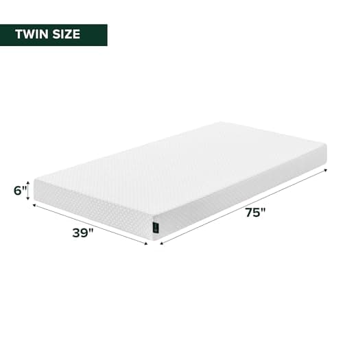 Zinus 6 Inch Twin Cooling Essential Memory Foam Mattress, Medium Feel