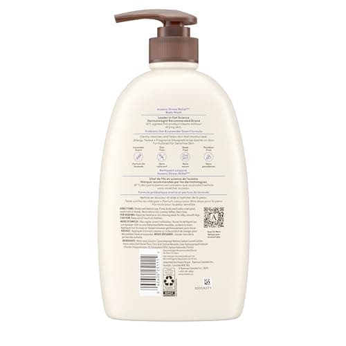 Aveeno Stress Relief Body Wash, Lavender Scent with Nourishing Prebiotic Oat, Sensitive Skin Body Wash for Normal to Dry Skin, Paraben-, Dye-, and Soap-Free, Value Size 975 mL — view 7