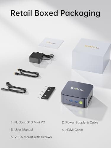 GMKtec G10 Mini PC Computer, Ryzen 5 3500U (Beats 4300U/N150/3300U), 16GB RAM 512GB SSD 2.5GbE NIC LAN Desktop Office Home Business HTPC, Triple 4K Display, WiFi, BT, USB-C, DP, Type-C PD, HDMI 2.1 — view 8
