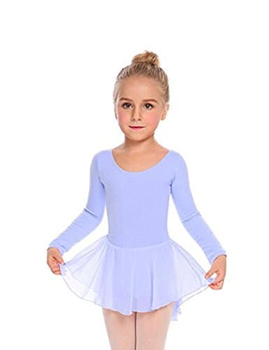 Arshiner Kids Girls Classic Long Sleeve Leotard Dance Ballet Dress Sky Blue