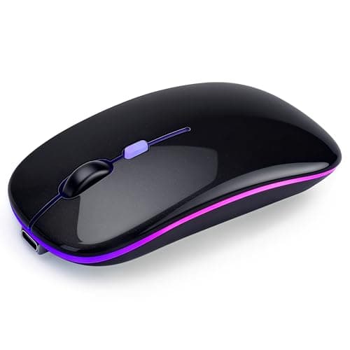AZTZATZ Wireless Bluetooth Mouse Rechargeable Long Lasting Dual Mode - BT 5.2 & 2.4G Silent RGB LED Mice, Slim Portable Ergonomic Mouse for Laptop/PC/Tablet/MacBook/iPad/Apple Devices(Black)