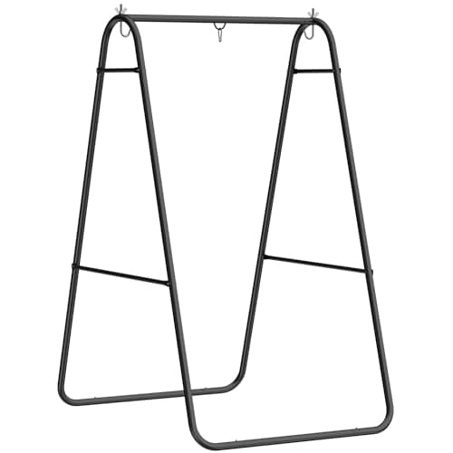 Outsunny Hanging Hammock Stand, Hammock Chair Stand A Frame Steel Heavy Duty for Hanging Hammock, Air Porch Swing for Indoor Outdoor, Max Load 330 LBS, Black (Only Construction)