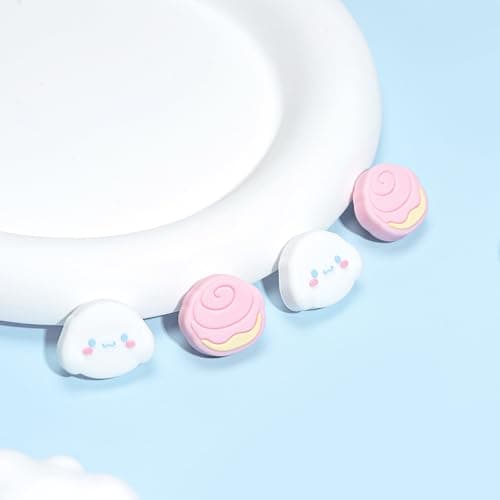 Kuitmor Thumb Grip Caps Compatible with Nintendo Switch 2, Silicone Joystick Grip Caps for Switch 2025, 4pcs, Cute Dog Style, Pink & White — view 3