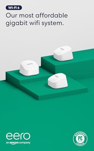 Amazon eero 6+ mesh wifi system - Supports internet plans up to a Gigabit, Coverage up to 4,500 sq. ft., Connect 75+ devices, 3-pack