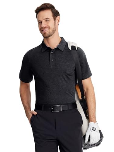 TACVASEN Men's Golf Polo Shirt Short Sleeve Men's Lightweight Sport Polo Workout Shirts for Men Moisture Wicking Sports Polo Shirts for Men Black — view 2
