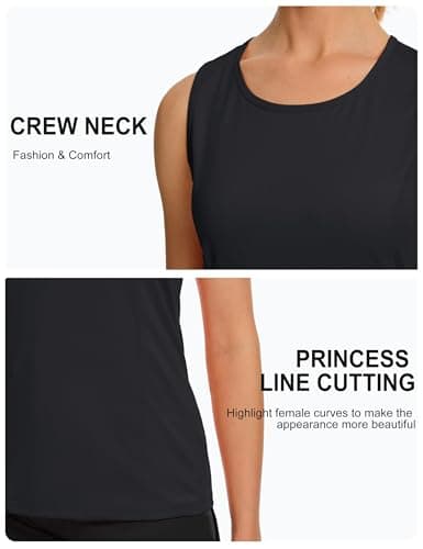 TACVASEN Womens Workout Tank Tops Sleeveless Running Atnletic Shirts Short Sleeve Tank Top Yoga Shirts Sun Protection Shirts Active Tank Top Sun Tank Tops for Women Black — view 4