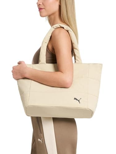 PUMA Women's Plush Soft Nylon Tote with Padded Straps, Zip Closure & Metal Logo Plaque, Rose Latte, One Size — view 3