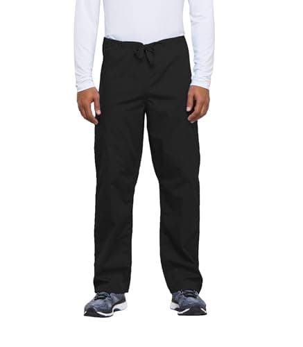 Cherokee Cargo Pant for Men and Women with 3 Pockets Adjustable Webbed Drawstring 4100T, M Tall, Black