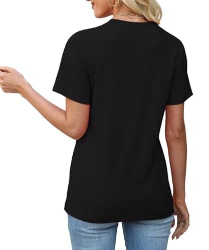 JomeDesign Womens Tops Dressy Casual Summer Vacation Square Neck Tunic Shirts Short Sleeve Loose Fit Blouses Black XL — view 4