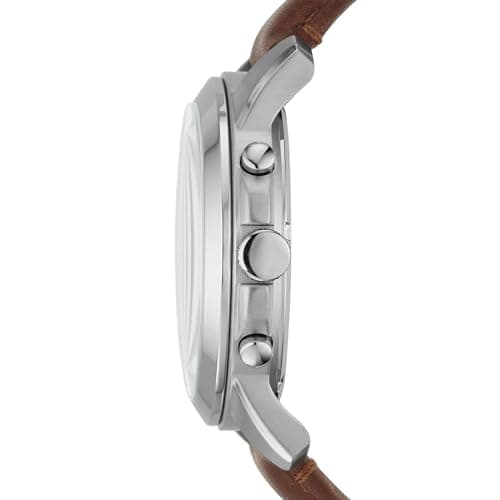 Fossil Men's Watch, Grant Quartz Stainless Steel and Leather Chronograph Watch for Men, Color: Silver, Brown — view 2