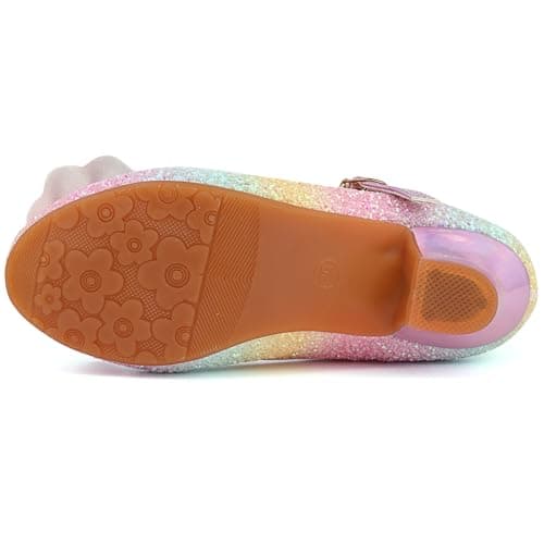 EDOSIR Girls Princess Sparkle Shoes Fancy Heels Girls Party Shoes Dress Heel for Girls Play Shoes,12 Little Kid — view 6