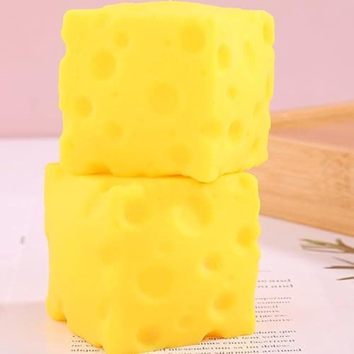 Yellow Cheese Squeeze Toy,Soft Novelty Toy, Rebounding Sensory,Help for Relax,Focus, Sensory Cheese for & Adults, Food Theme Cheese Cubes Squishy Toys,Stress Balls for Adults (﻿Yellow 1) — view 3