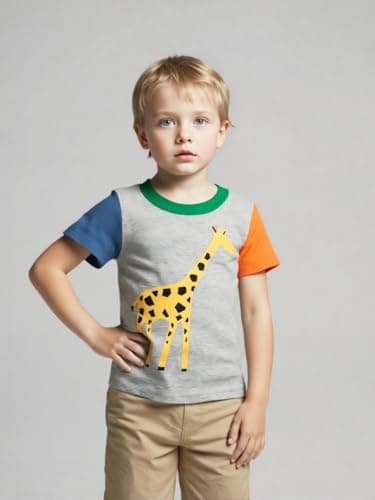 Winzik Boys Shirt Toddler Shirts Kids Boys’ Short Sleeve 3-Pack Crewneck Animal T-Shirt Summer Clothes 18M-8Y(2-3T, Lion Elephant Giraffe) — view 3