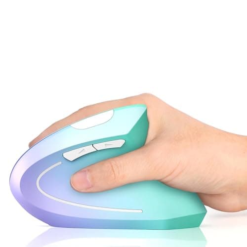 Lekvey Ergonomic Mouse, Vertical Wireless Mouse, Rechargeable 2.4G Optical Carpal Tunnel Mice: 800/1200 / 1600 DPI, 6 Buttons, for Laptop, PC, Mac, Computer, Desktop, Notebook etc, Green Purple