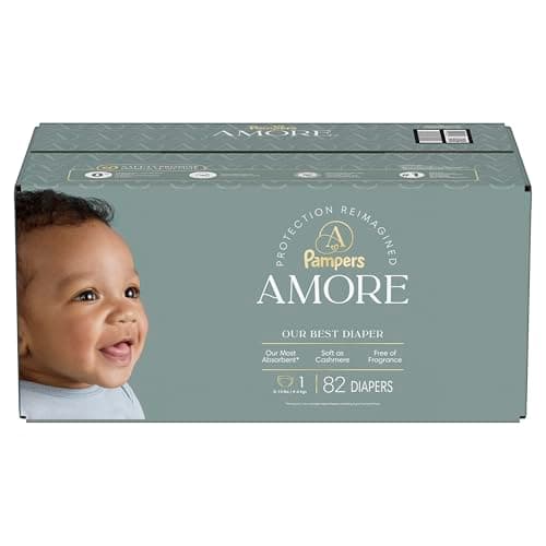 Pampers Amore, Size 1 (8-14 lbs), 82 Count, Our Best Diaper – Hypoallergenic & Fragrance Free, Up to 100% Leakproof, Soft as Cashmere — view 13