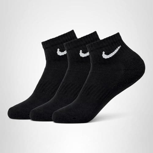 Nike Unisex Everyday Cushioned Training Ankle Socks (3 Pairs), Black/White, Small — view 5