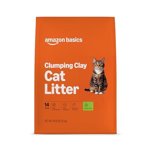 Amazon Basics Clumping Cat Litter, Fresh Scent, Hard Clumping Formula - 14 lb Bag
