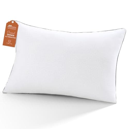 Sasttie Standard Pillow, Single Full Size Bed Pillow for Side, Back, and Stomach Sleepers - Down Alternative Plump Filling - Set of 1, Standard Size, 20x26 Inches