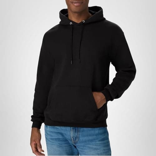 Hanes Men's Pullover EcoSmart Hooded Sweatshirt, Black, Large — view 8
