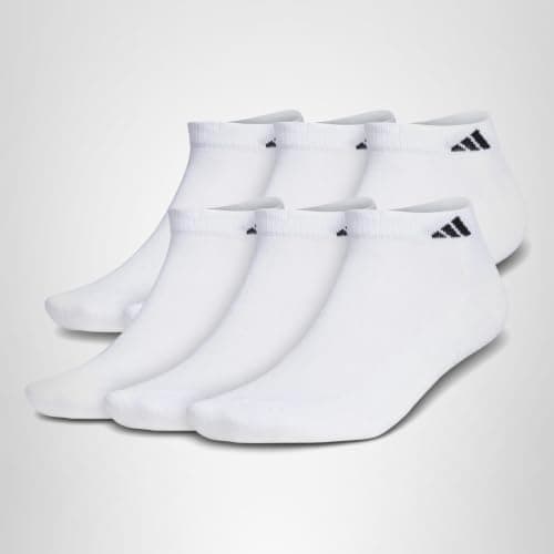 adidas Men's Athletic Cushioned Low Cut Ankle Socks (6 Pairs) Durable & Comfortable, White/Black, Large — view 8