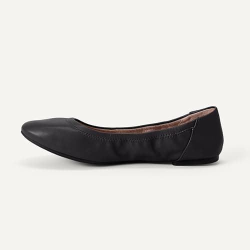 Amazon Essentials Women's Belice Comfortable Slip-On Ballet Flats Shoes, Black Faux Leather, 8 — view 3