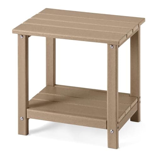 Amazon Basics Outdoor Side Table, 42cm x 32cm x 42cm, Wood-Like Brown, 1-Pack