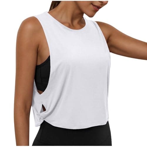 Women Workout Tank Top Open Side Crop Tank Tops Sport Athletic Yoga Running Gym Loose Sleeveless Crop Shirts