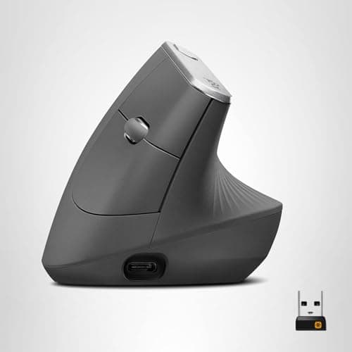 Logitech MX Vertical Wireless Mouse – Ergonomic Design Reduces Muscle Strain, Move Content Between 3 Windows and Apple Computers, Rechargeable, Graphite — view 11