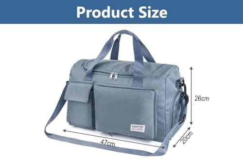 Gym Bag Womens Men with Shoes Compartment and Wet Pocket, Lightweight Foldable Travel Duffel Bag Sport Gym Tote Bags Weekend Overnight Bag for Travel Sports Yoga Outdoor Activities (Blue) — view 2