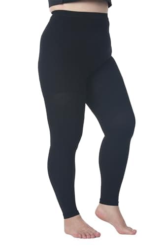 Plus Size 4XL Compression Pantyhose for Women & Men, 15-20 mmHg Graduated Compression Leggings, Opaque Footless Waist High Compression Stockings for Edema, Varicose Veins, Post Surgery,Black — view 5