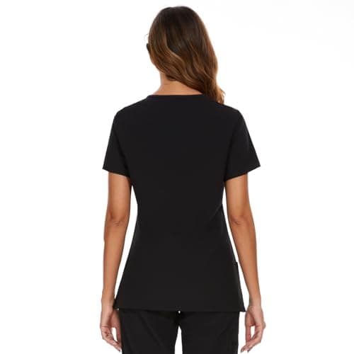 COZYFIT Scrub Tops for Woman - Soft Stretch, V-Neck Top Scrubs with 3 Pockets, Easy Care for Women Black — view 3