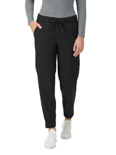 Hanes Women's Scrubs Cargo Joggers, Healthcare Scrub Joggers for Women, Moisture Wicking, New Ebony, Size M