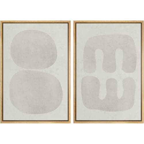 SIGNWIN Framed Canvas Print Wall Art Set Dark Black Color Field Landscape Abstract Shapes Cozy Neutral Modern Art Minimalism Decorative Nordic for Living Room, Bedroom, Office - 24"x36"x2 Natural