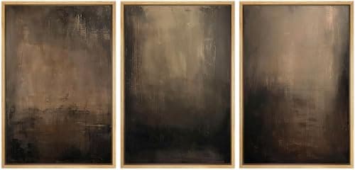 SIGNFORD Framed Canvas Print Wall Art Set Abstract Earthy in Deep Brown and Beige Tones Modern Art Decorative Colorful for Living Room, Bedroom, Office - 24"x36"x3 Natural