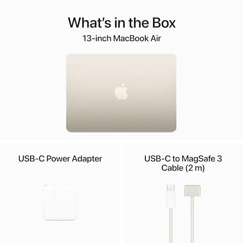 Apple 2024 MacBook Air 13-inch Laptop with M3 chip: Built for Apple Intelligence, 13.6-inch Liquid Retina Display, 16GB Unified Memory, 256GB SSD Storage; Starlight, English — view 6