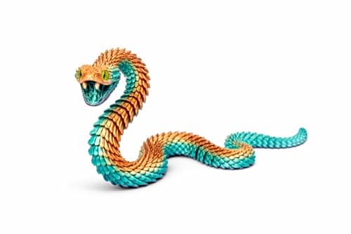 Articulated Crystal Snake – 3D Printed Flexible Snake Figurine, 58 cm (23 in) Poseable Serpent with Movable Mouth, Realistic Eyes, Fantasy Desk Decor (Ages 14+), (Rainbow)