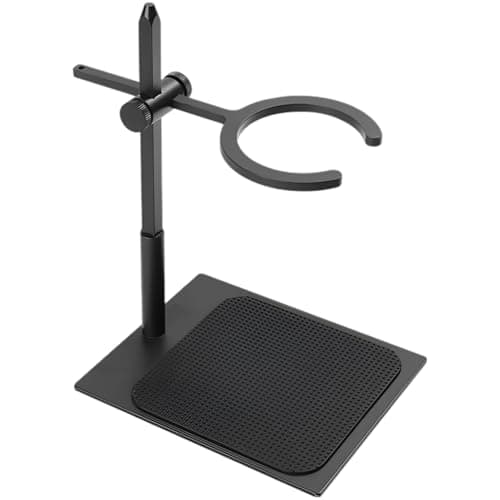 Adjustable Pour Over Coffee Stand with 3 in Circular Ring, Alloy Home Coffee Dripper Holder, Height Adjustable for Conical Glass Filter Cup, Solid Base, Non Slip Mat, 9.6 x 7.1 x 5.9 in