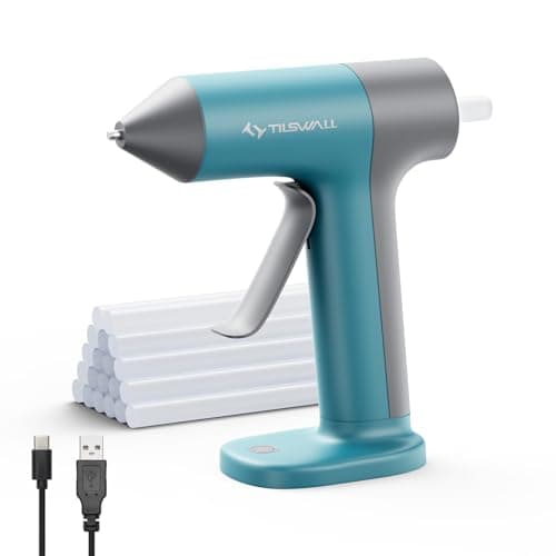 Tilswall Cordless Hot Glue Applicator Kit with Hot Glue Sticks, 30s Fast Preheat, USB-C Rechargeable Glue Applicator Cordless Design, Mini Hot Glue Applicator for DIY Crafts, Home Repairs (Blue)