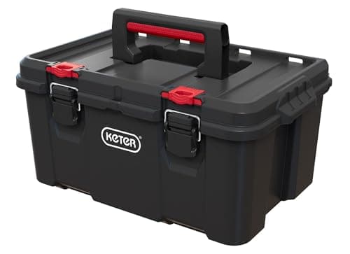 Keter Stack-n-Roll Modular Tools Organizer for Garage Storage and DIY, 3 Piece Resin Rolling Tool Box System for Small Parts, Black — view 11