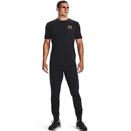 Under Armour Men's New Freedom Flag T-ShirtDISC, Black (003)/Steeltown Gold, X-Large