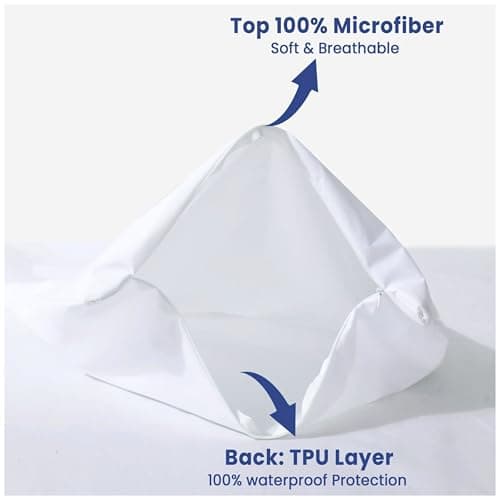Waterproof Pillow Protectors with Zipper Queen Size 2 Pack Zippered Pillow Covers, Breathble and Noisless Pillow Encasements, Moisture Wicking Pillowcases — view 3