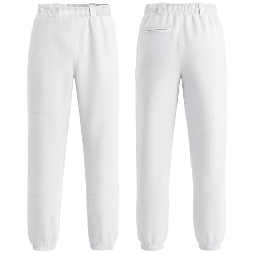 WHIPPY 2T-17Y Toddler Baseball Pants, Youth Kids Baseball Softball Tee Ball Pants for Boy Girl White 8-9Years — view 2